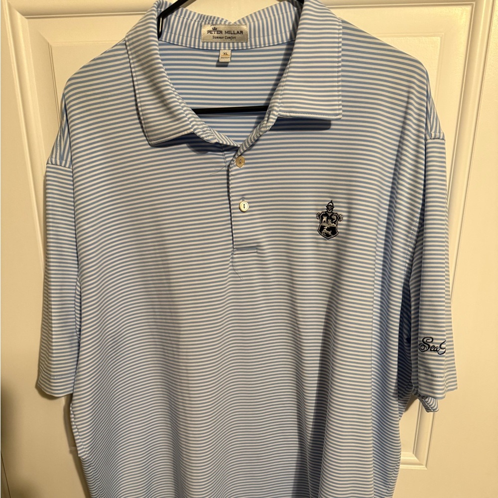 Peter Millar -Light blue striped polo - Sea Island Golf - xl